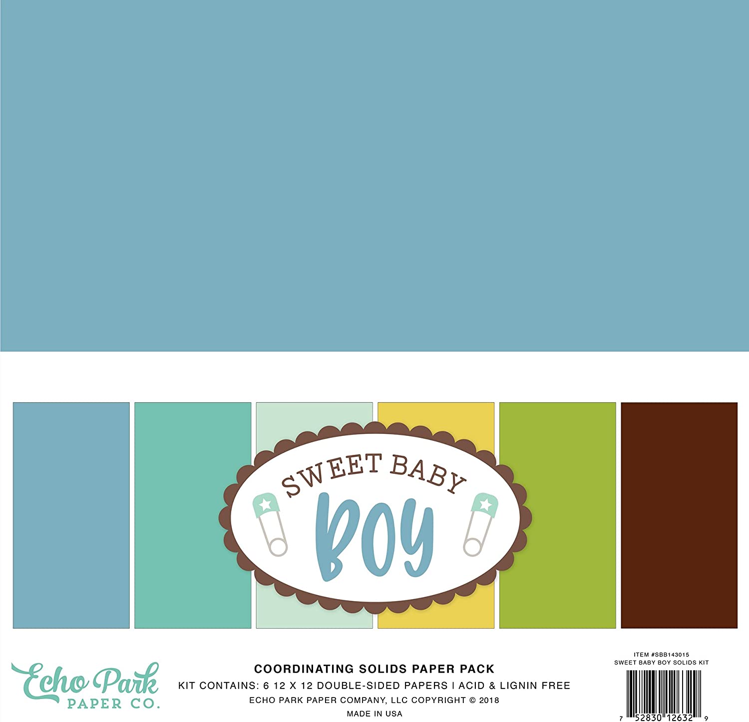 Pack de Cartulinas Colores Solidos Sweet Baby Boy de 30.48x30.48cm
