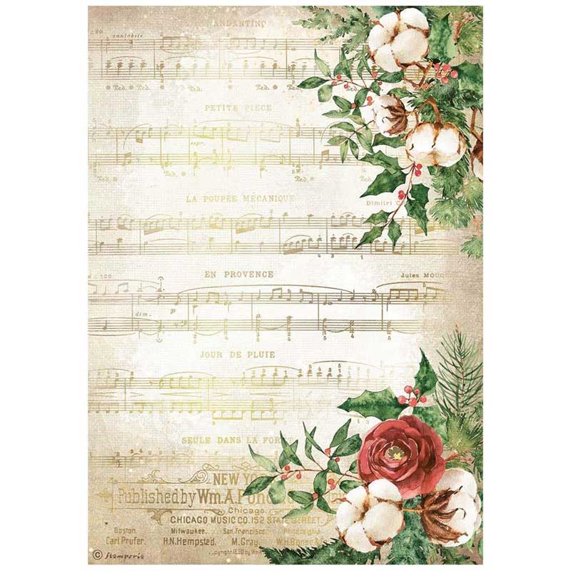 Papel de arroz A4 28gr Romantic Home for the holidays – Música – Navidad