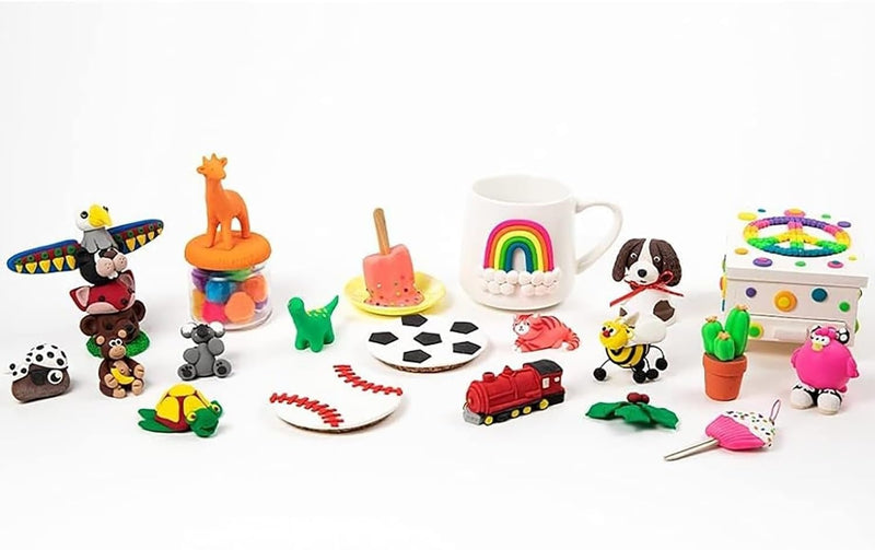 Figuras variadas de arcilla polimérica hechas con Sculpey Premo Sampler