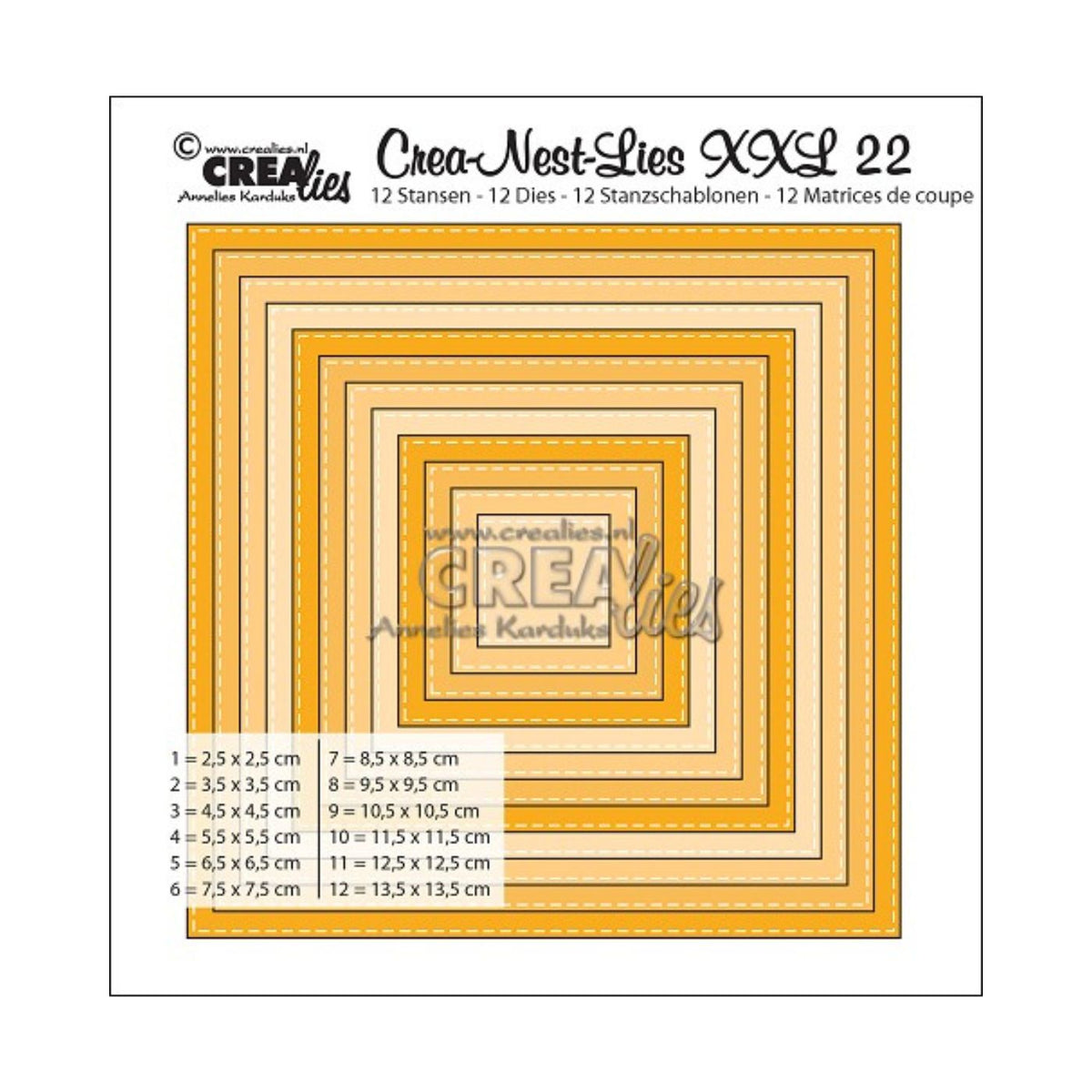 Troquel Crea-Nest-Lies XXL N°22 Cuadrados con Borde Costura