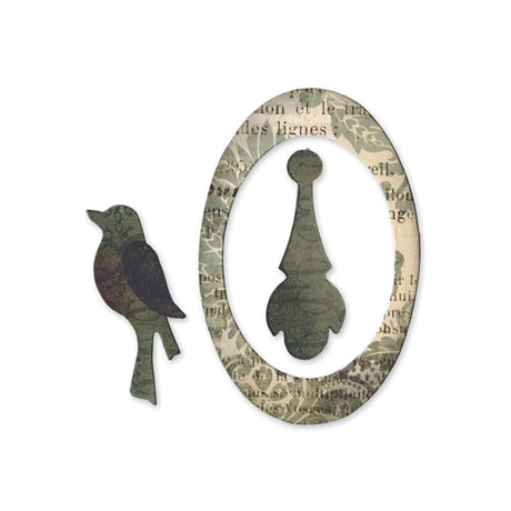 Troquel Originals Mediano - Marco ovalado, pájaro y colgante