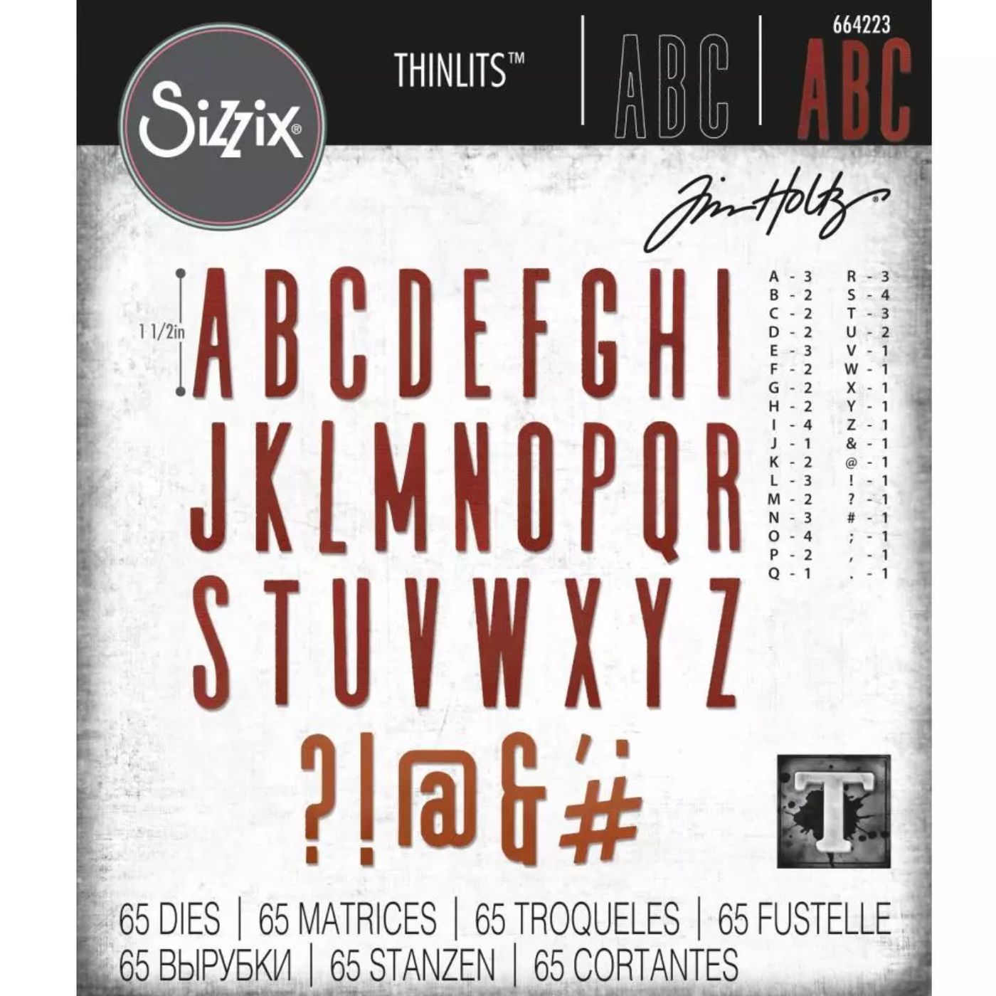 Troqueles Thinlits Alfanumérico Clásico en Mayúscula de Tim Holtz
