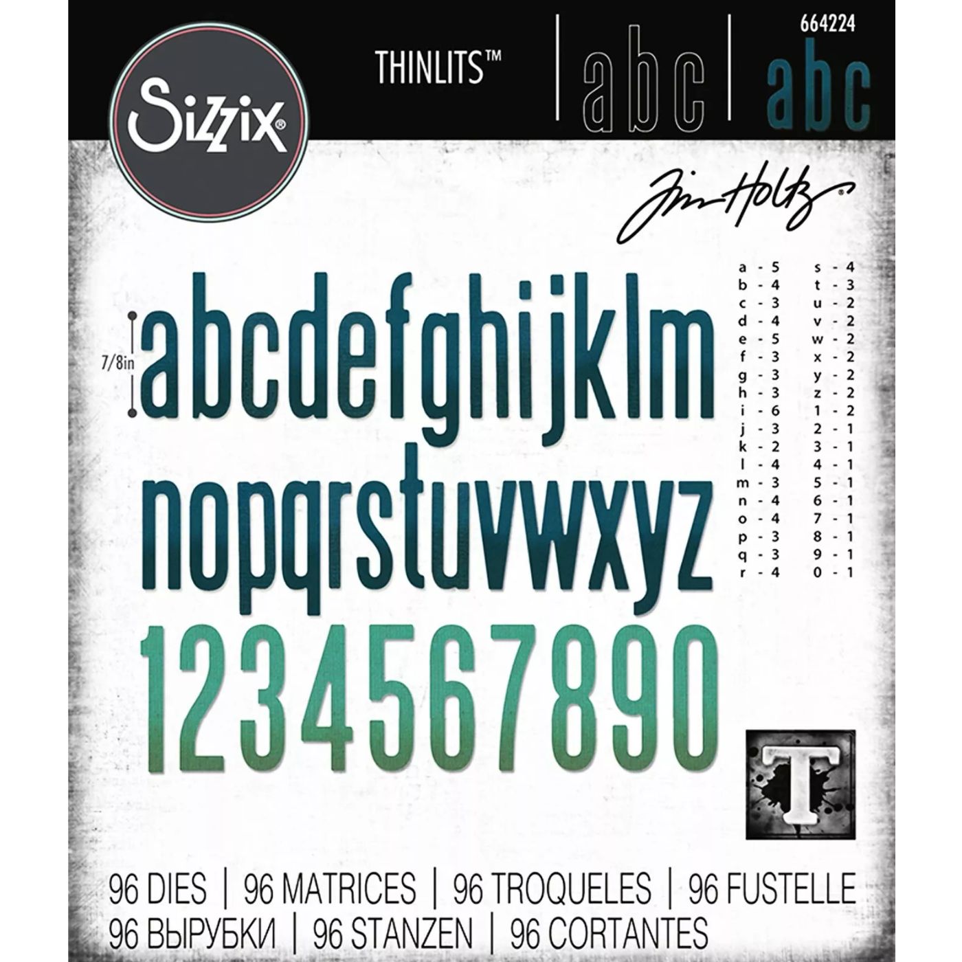 Troqueles Thinlits Alfanumérico en minúscula clásico de Tim Holtz