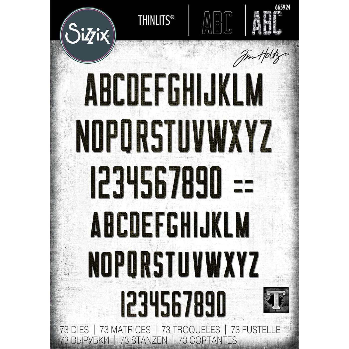 Troqueles Thinlits Alphanumeric Theory Mayúscula de Tim Holtz
